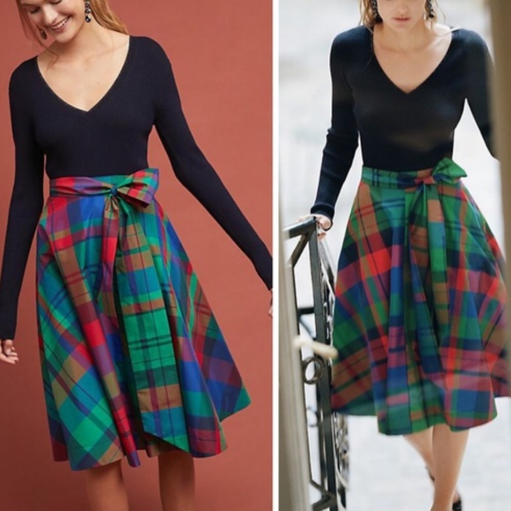NWT Anthropologie Maeve Sorbonne Plaid Skirt